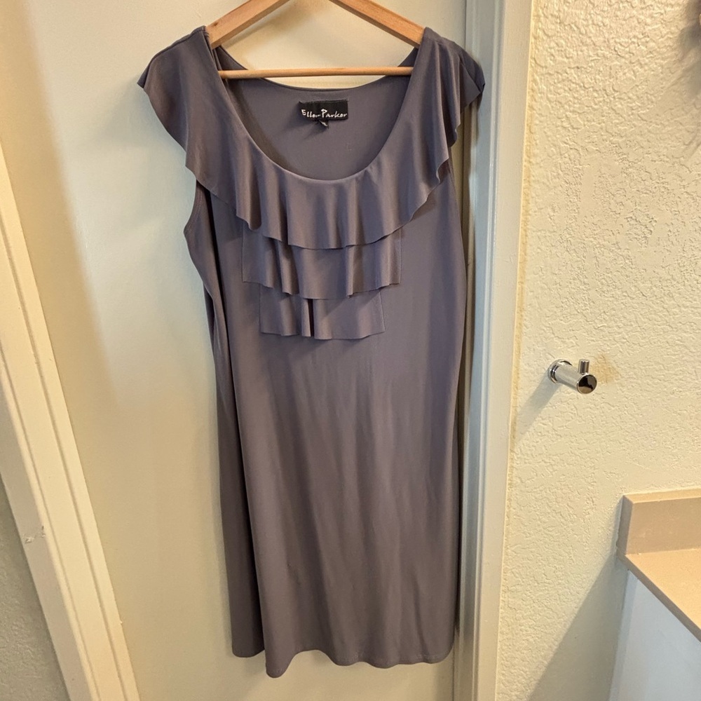 Ellen Parker Purple Ruffle Mini Dress